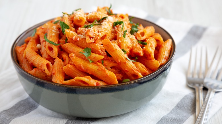 Bowl of penne alla vodka 