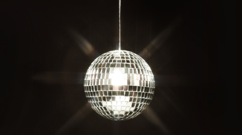 Disco ball against black background