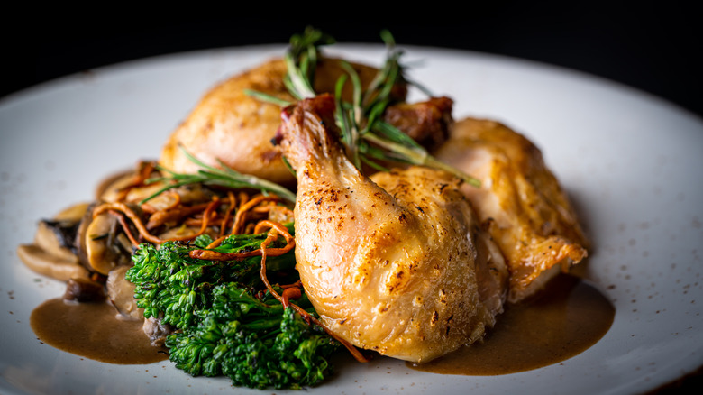 chicken plated at restaurant