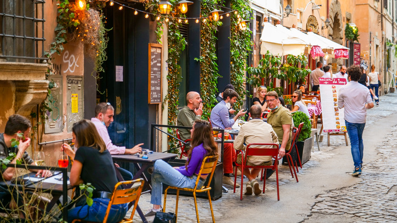 A typical Italian restaurant scene.