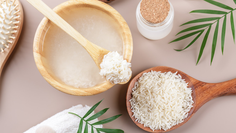 Rice water in a bowl