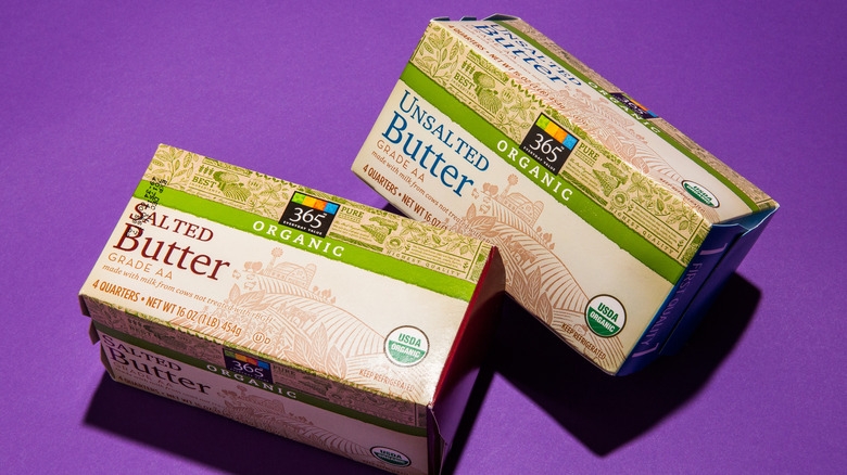Boxes of salted and unsalted butter