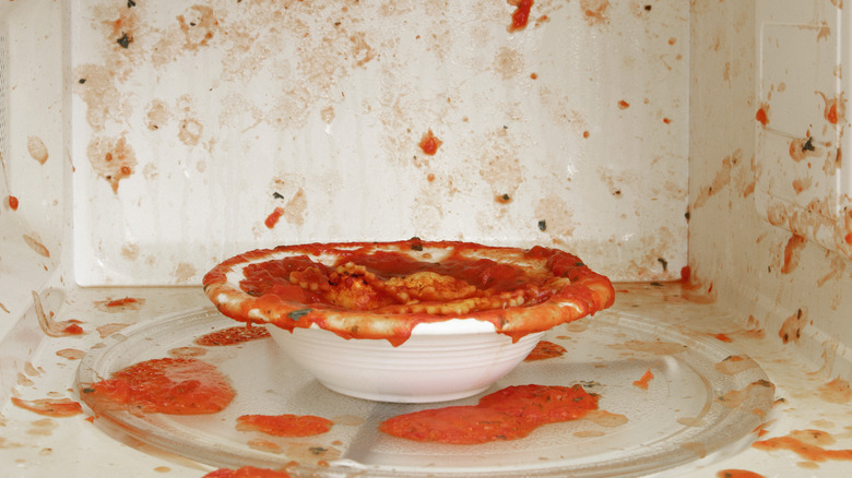 A messy microwave