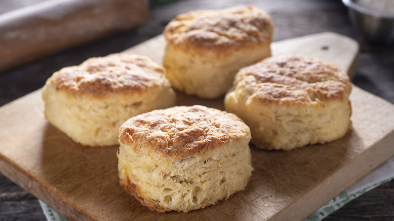 buttermilk biscuits on cutting board