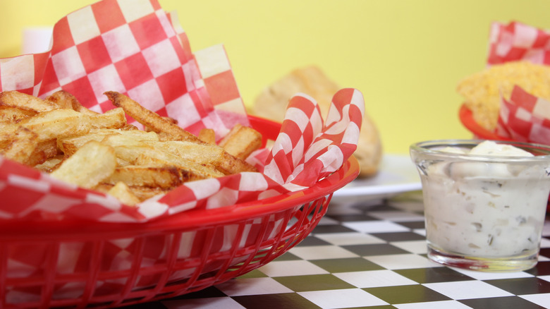 french fries served in basket