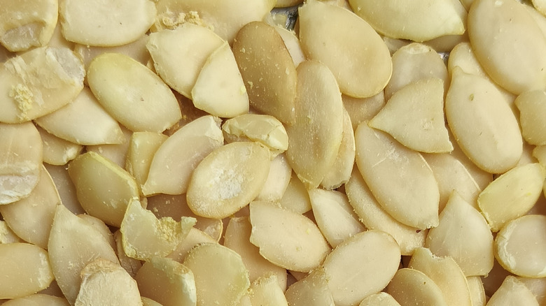 White watermelon seeds in a pile.