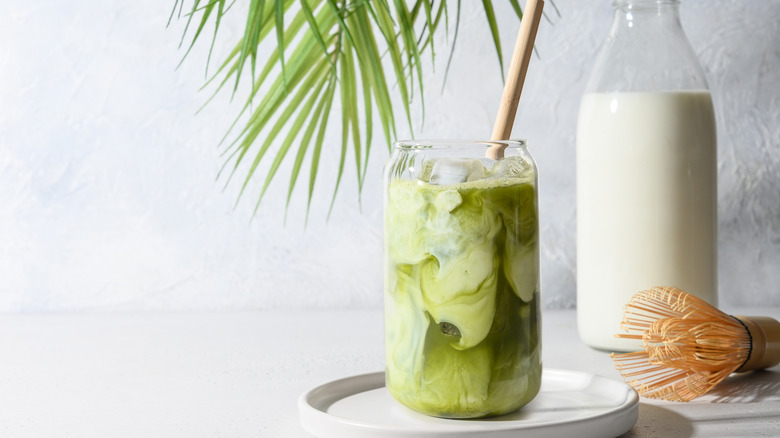 Iced green tea latte