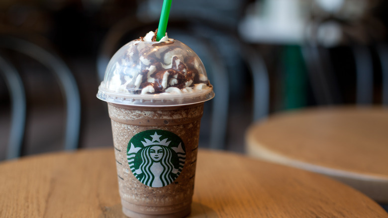 Starbucks frappuccino on table