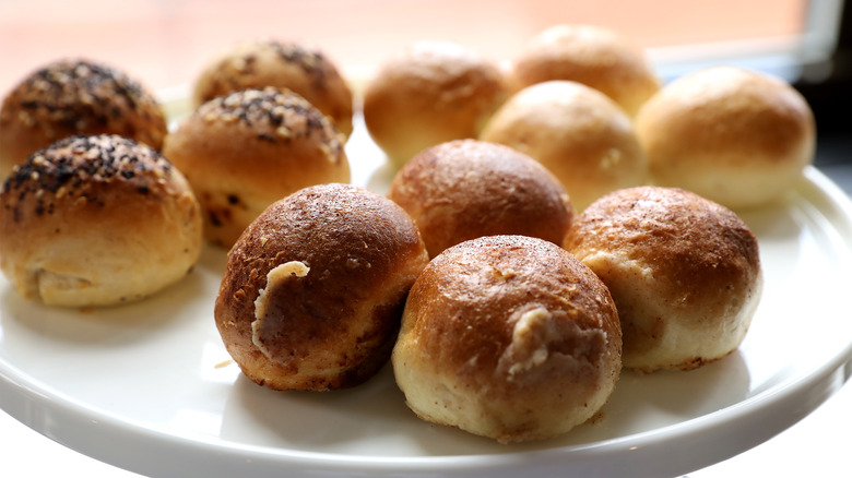 bantam bagel balls on white plate