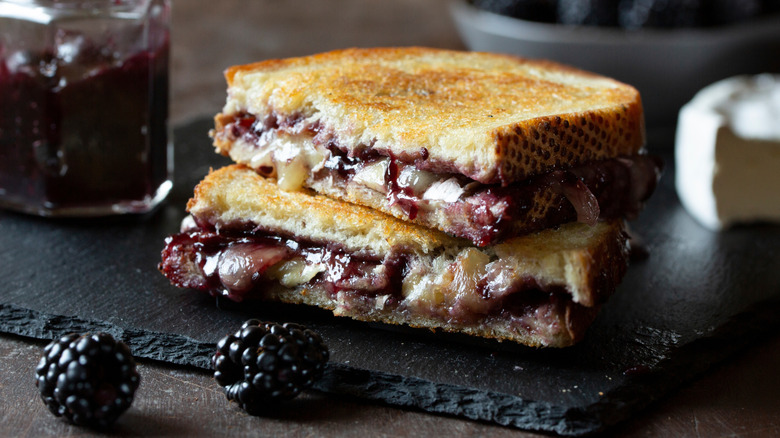 Grilled cheese with blackberry jam.