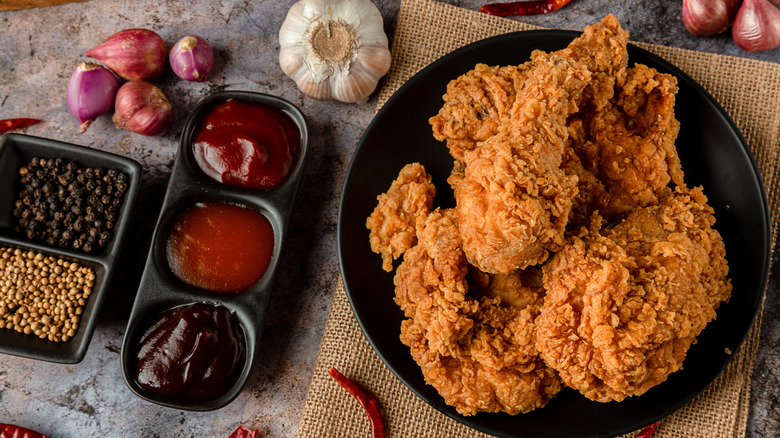 prepared plate of fried chicken