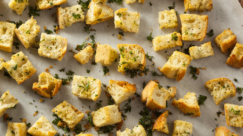 croutons on parchment
