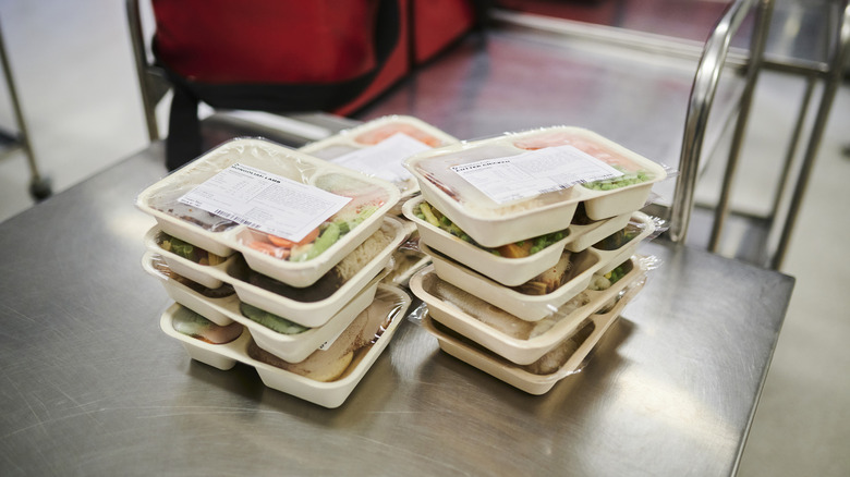 Frozen meals on metal table