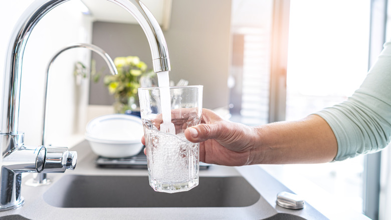 Water being poured into a glass