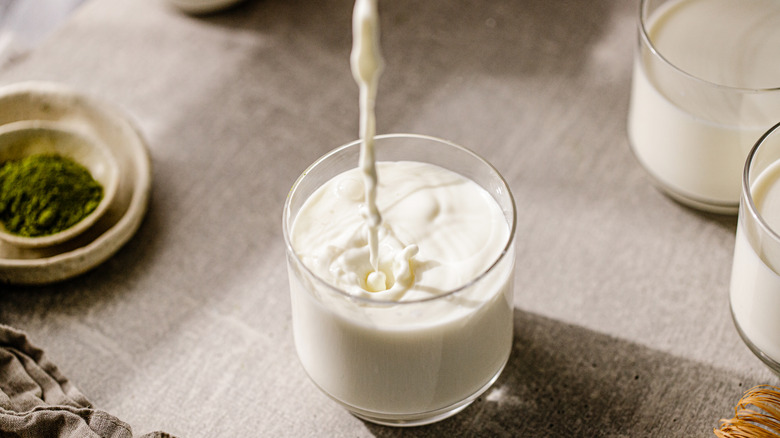 Pouring milk into a glass