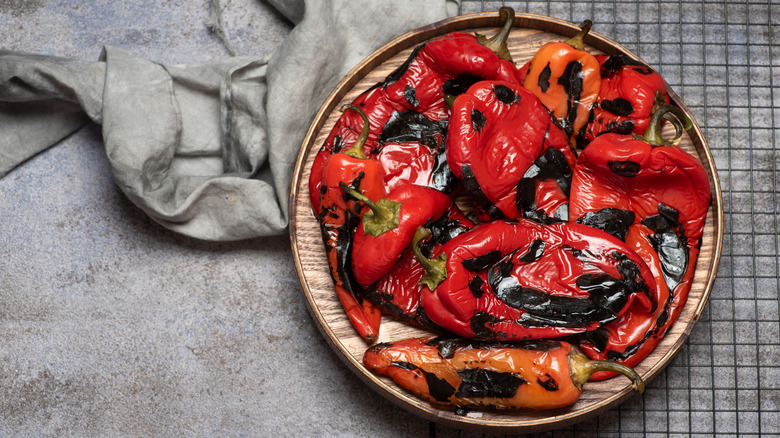 A plate of roasted peppers
