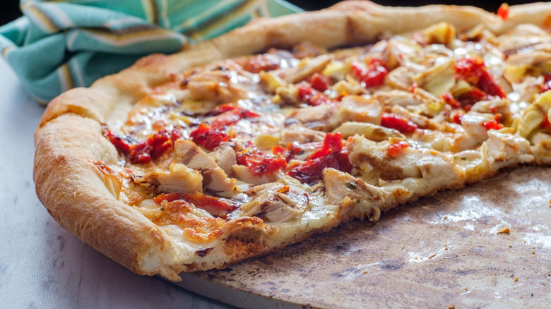 Pizza on a pizza stone