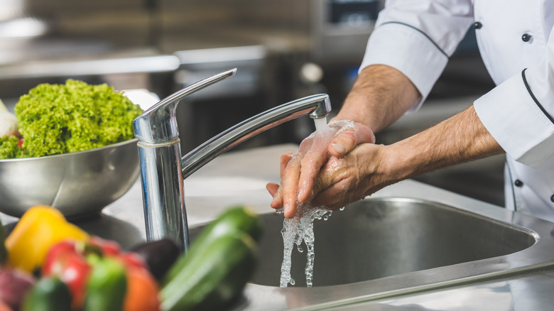 Chef washing their hands