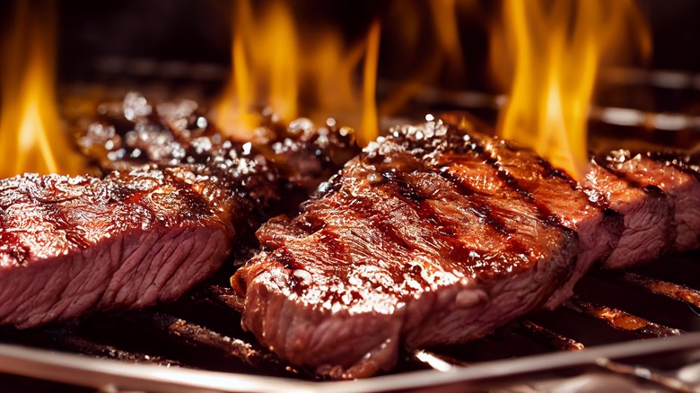steak on the grill