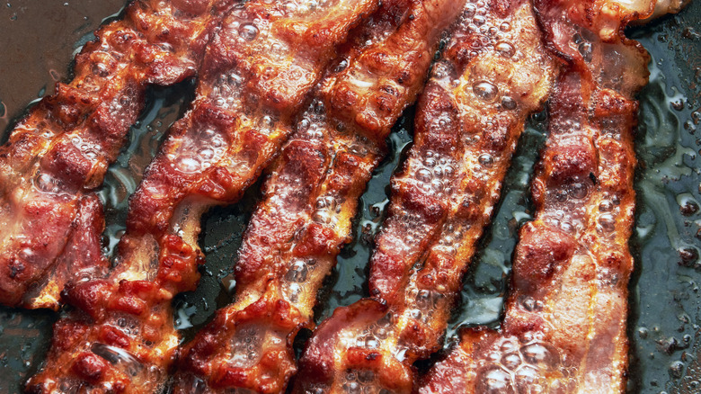 Bacon frying in pan