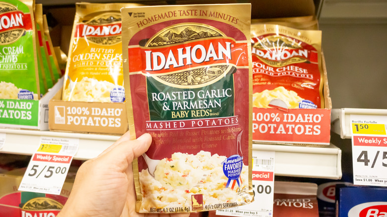Instant potato flakes in store