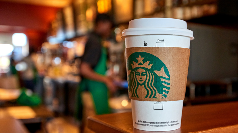 Starbucks hot drink in sleeve