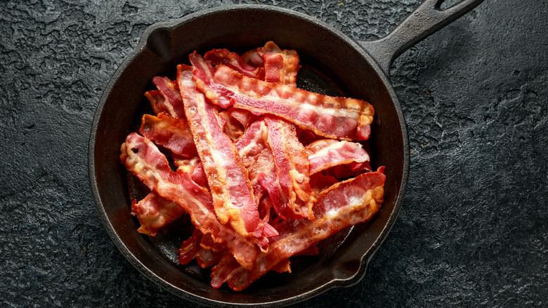 crispy bacon in a pan