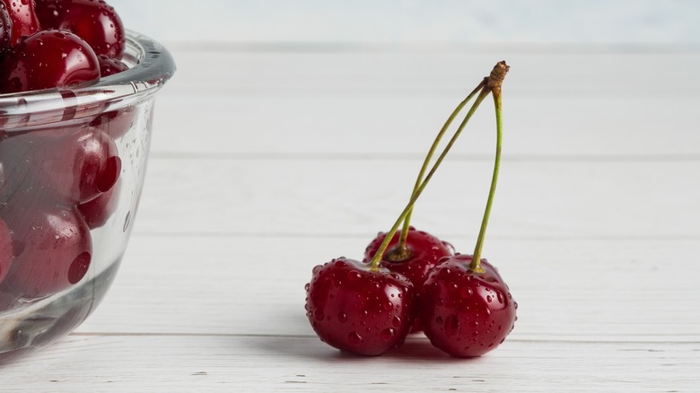bowl of cherries on counter