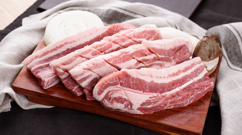 Raw beef belly