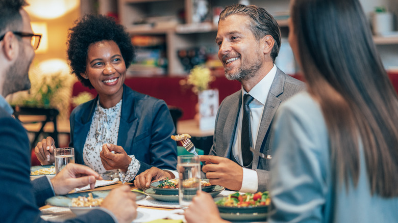 business dinner at restaurant