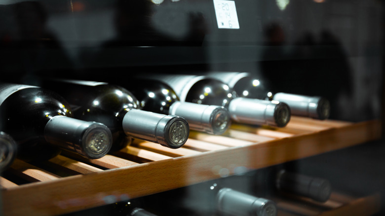 Wine bottles in wine cooler