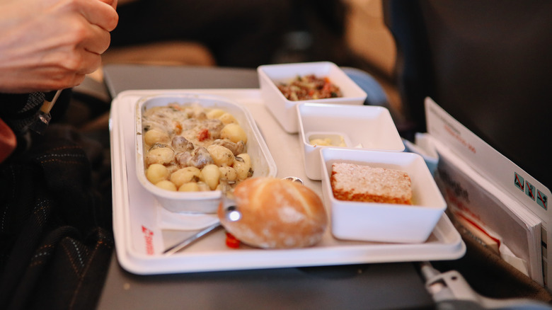 tray of airplane food