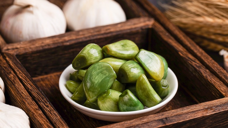 Pickled green Laba garlic