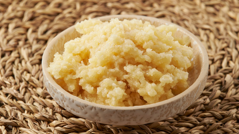 Minced garlic in a bowl
