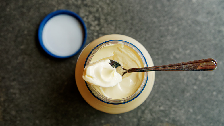 Jar of mayonnaise top view