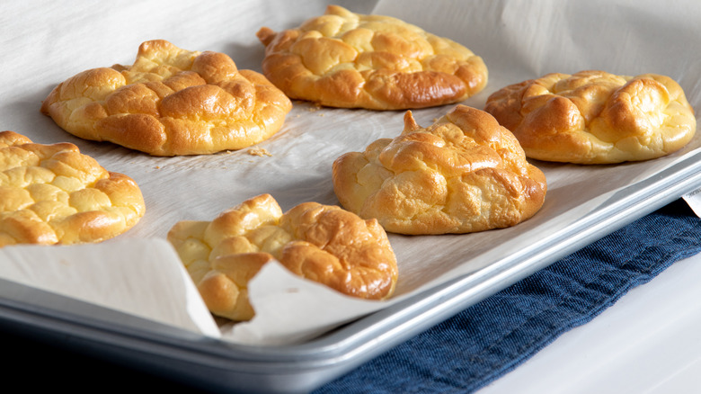 Sheet pan full of egg white cloud bread