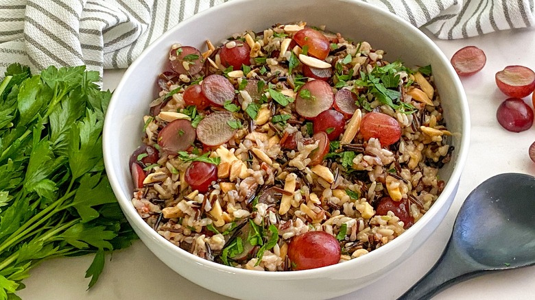 bowl of wild rice pilaf