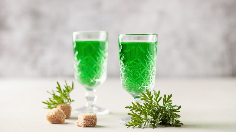 Absinthe in small glasses