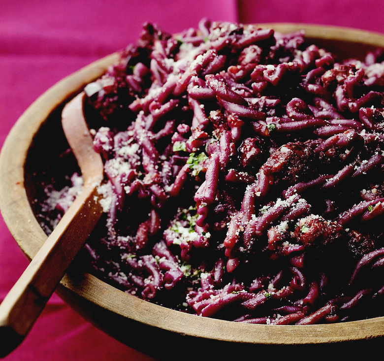 Wine-Stained Gemelli & Sausage Meatballs