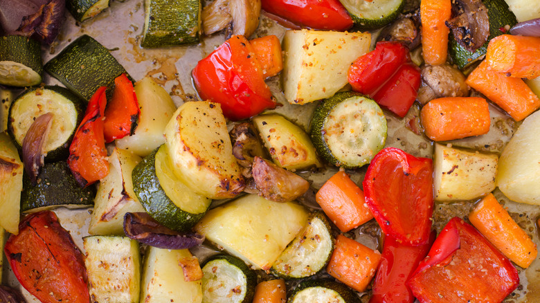 vegetable medley baked on wire rack