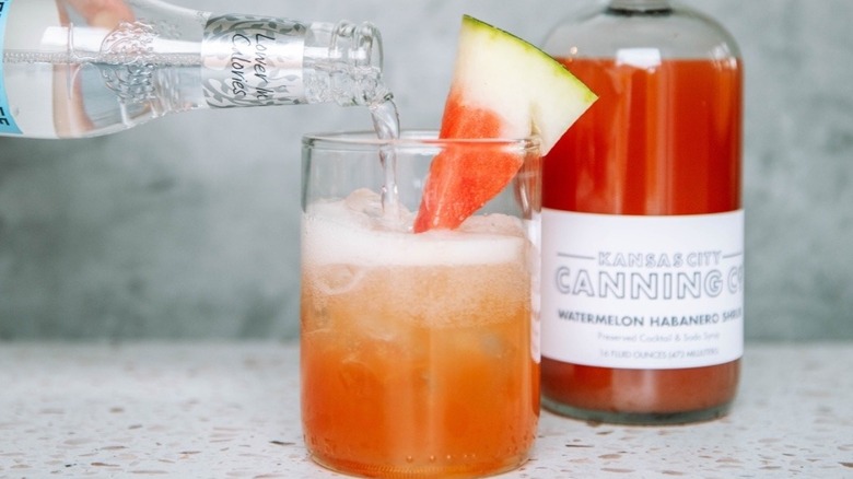 Watermelon habanero shrub drink