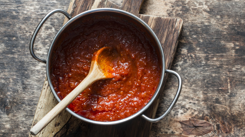 Tomato sauce in a pot