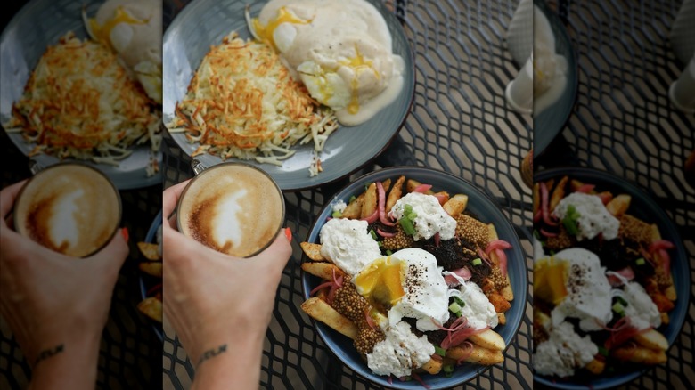 Brunches dishes served on the patio at Garden Cafe.