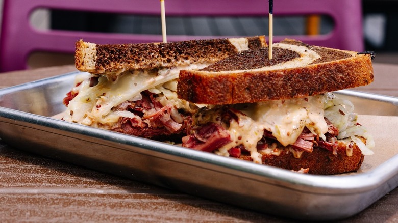 A Reuben sandwich from Goodfriend Package.