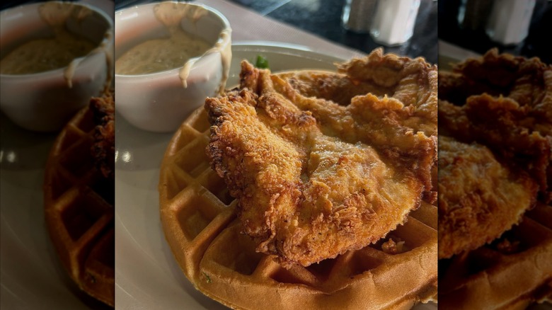 Chicken and waffles served at Jonathon's.