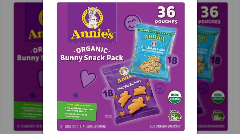 Annie's Cheddar Bunnies and Birthday Cake Graham﻿ Crackers.