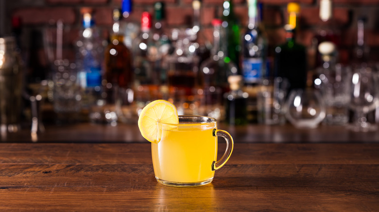 Whisky toddy served on a bar.