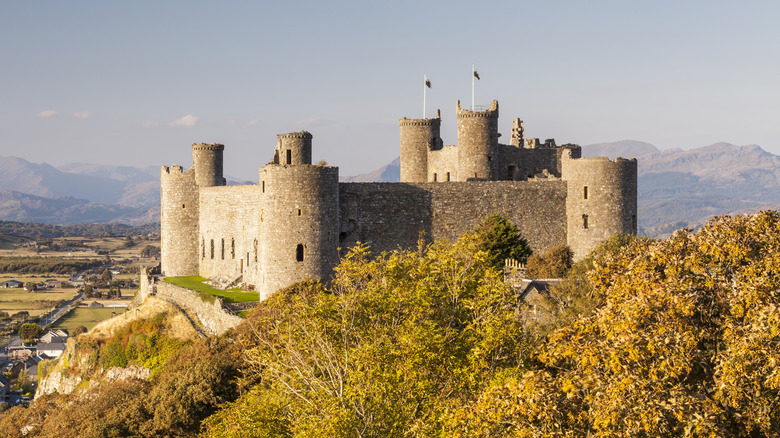 The medieval Harlech Castle in Gwynedd, Wales.