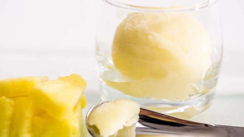 pineapple sorbet in glass