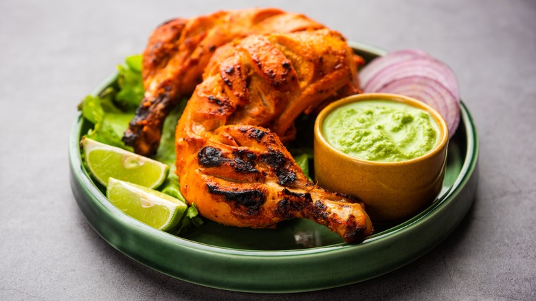 Tandoori chicken legs marinated in yogurt